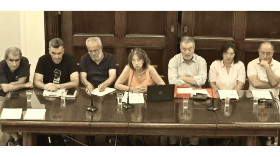 Από αριστερά: Σ. Αλντογάν, Ν. Παπαστάθης, Μ. Εκτάμι, Μαρία Μπικάκη, Κ. Παπαδάκης, Αΐντα Γκικουρία, Θ. Κούρκουλας